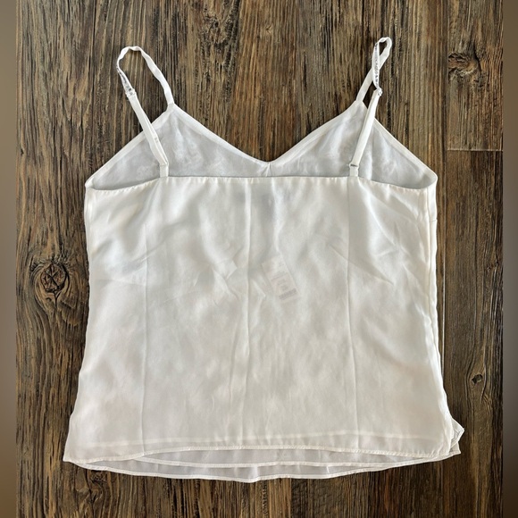 NWT White House Black Market V-Neck Tank Top Cami XSP Ecru Silver Embellishments - Picture 2 of 9